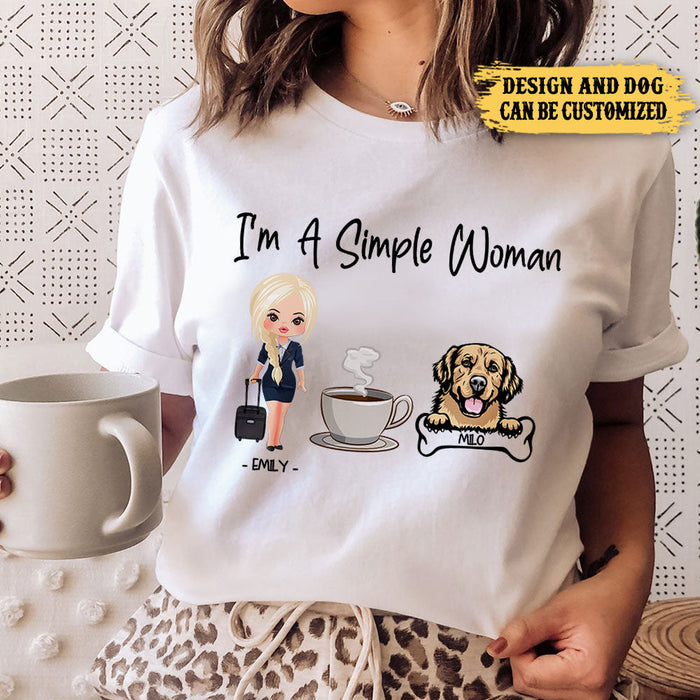 Personalized I'm A Simple Woman Flight Attendant Shirt