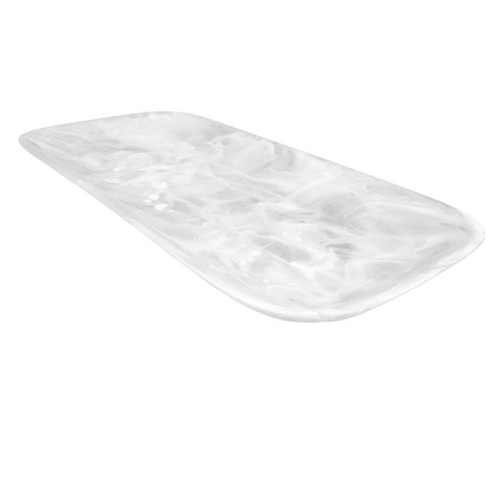 RECTANGULAR PLATTER IN WHITE SWIRL