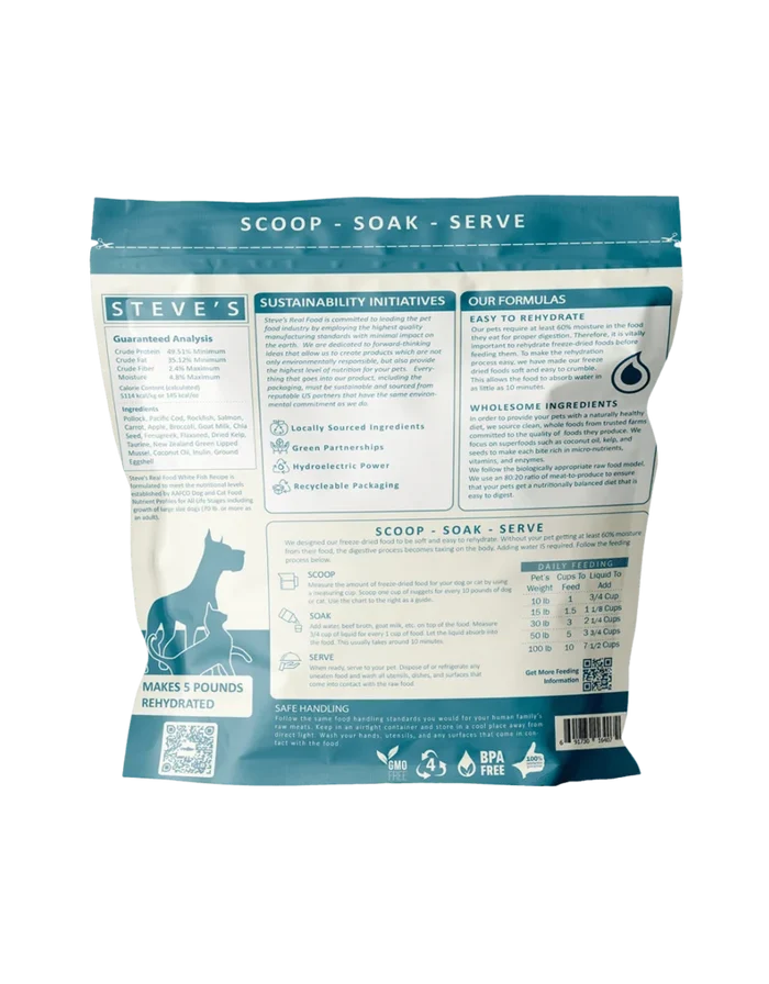 Steve's Real Food Freeze-Dried Whitefish Nuggets – 20 oz (1.25 lb)