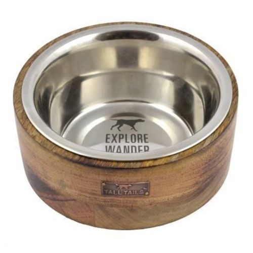 Tall Tails - Designer Dog Bowl - Wood & Stainless Steel