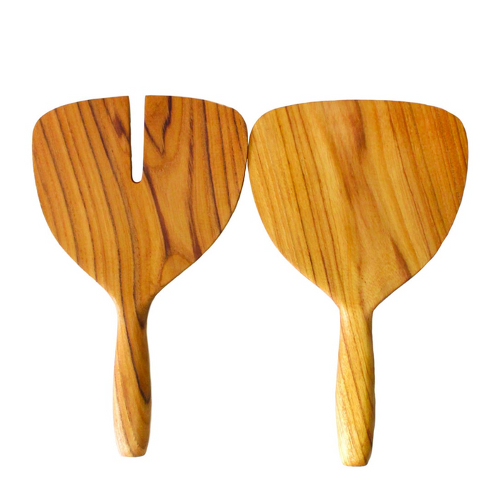 TEAK SERVING SET WIDE AND SHORT