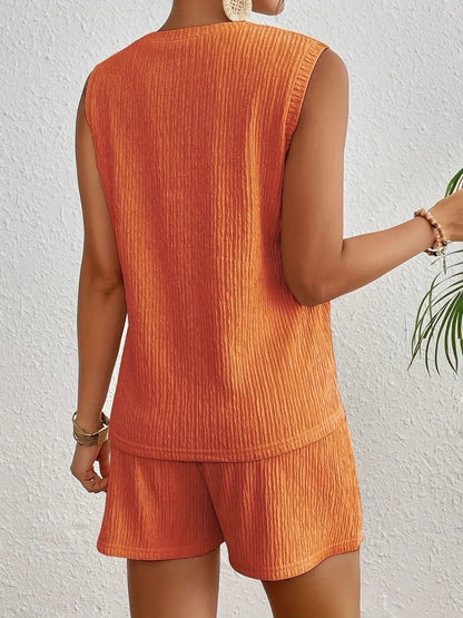 Hazel Blues® |  Round Neck Tank Top and Shorts Set