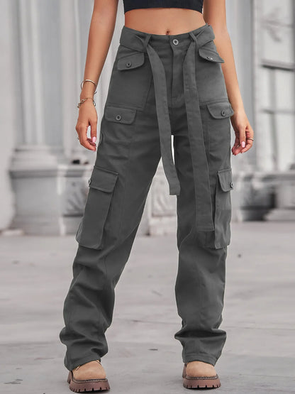 Hazel Blues® |  High-Waisted Multi-Pocket Cargo Jeans