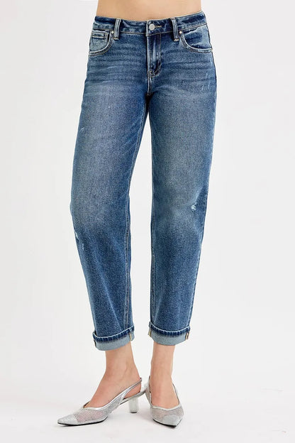 Hazel Blues® | RISEN Low Rise Crop Boyfriend Jeans
