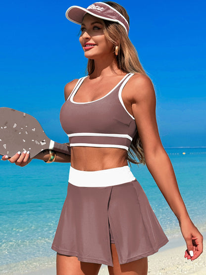 Hazel Blues® |  Scoop Neck Top and Skort Swim Set