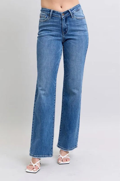 Hazel Blues® | Judy Blue High Waist V-Front Vintage Wash Straight Jeans