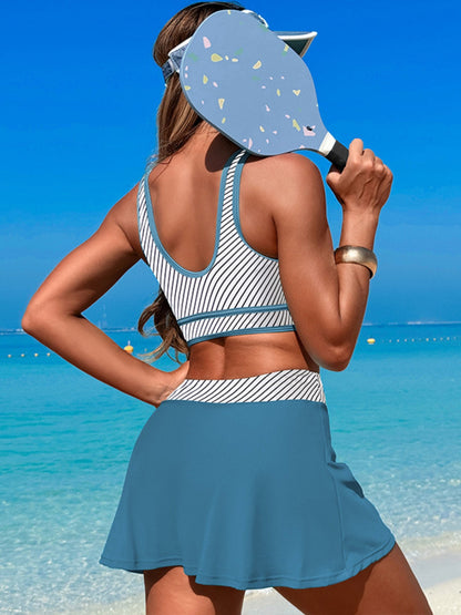 Hazel Blues® |  Scoop Neck Top and Skort Swim Set