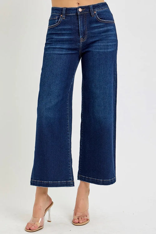 Hazel Blues® |  RISEN High Rise Crop Wide Jeans