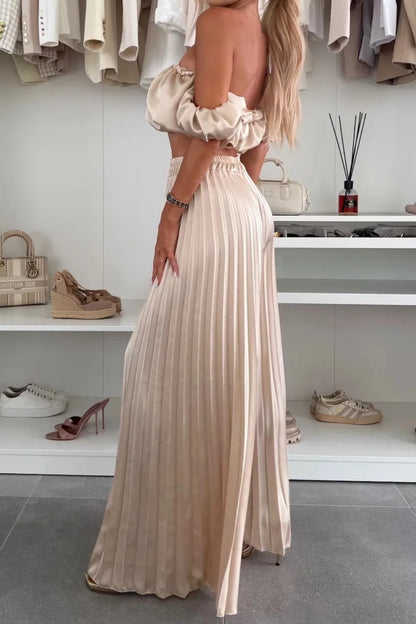 Hazel Blues® |  Off-Shoulder Top and Pleated Pants Set