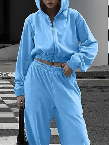 Hazel Blues® |  Zip Up Hoodie and Pocketed Pants Set
