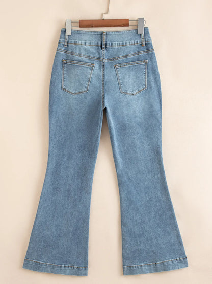 Hazel Blues® |  High-Waisted Flare Jeans with Seam Detail