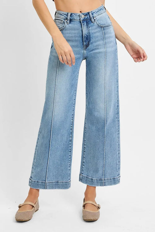 Hazel Blues® | RISEN High Rise Crop Wide Leg Jeans