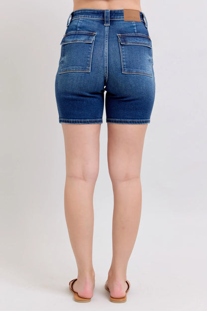 Hazel Blues® | Judy Blue High Waist Bermudas Jeans W/ Back Flap Pockets