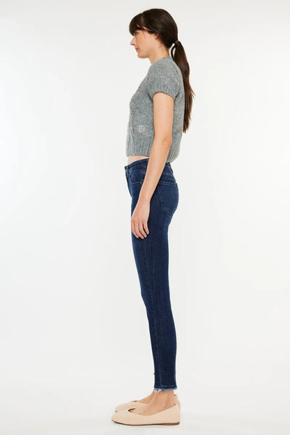 Hazel Blues® |  Kancan High-Rise Slim Fit Raw Hem Ankle Jeans