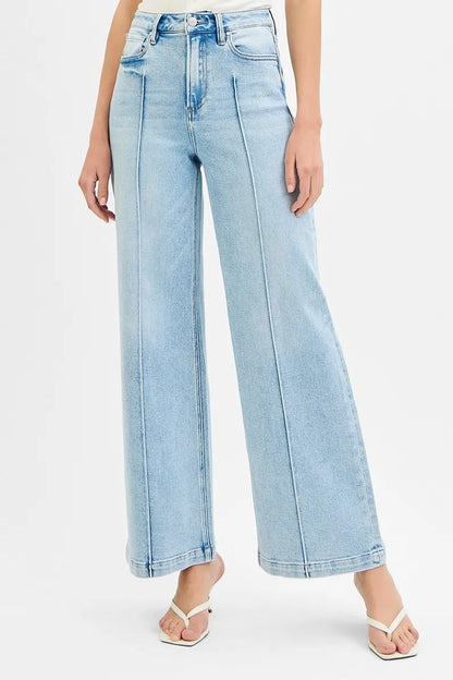 Hazel Blues® | RISEN High Waist Wide Leg Pintuck Detailed