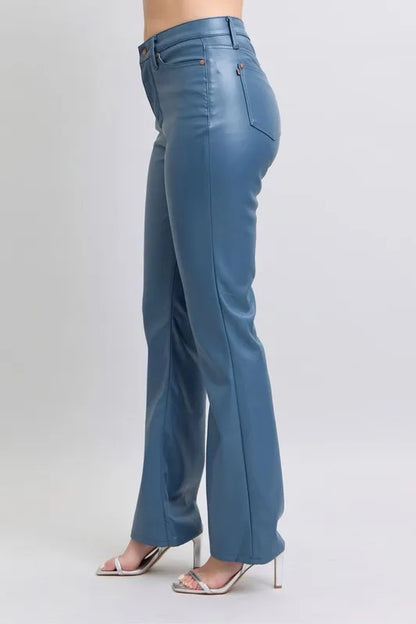 Hazel Blues® | Judy Blue High Waist Tummy Control Faux Leather Bootcut Pants