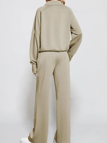Hazel Blues® |  Half Zip Long Sleeve Top and Pants Set