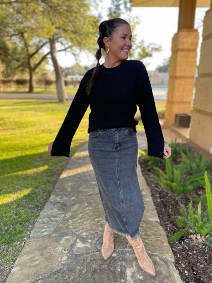 Hazel Blues® |  PREORDER: Worth The Risk Black Denim Skirt