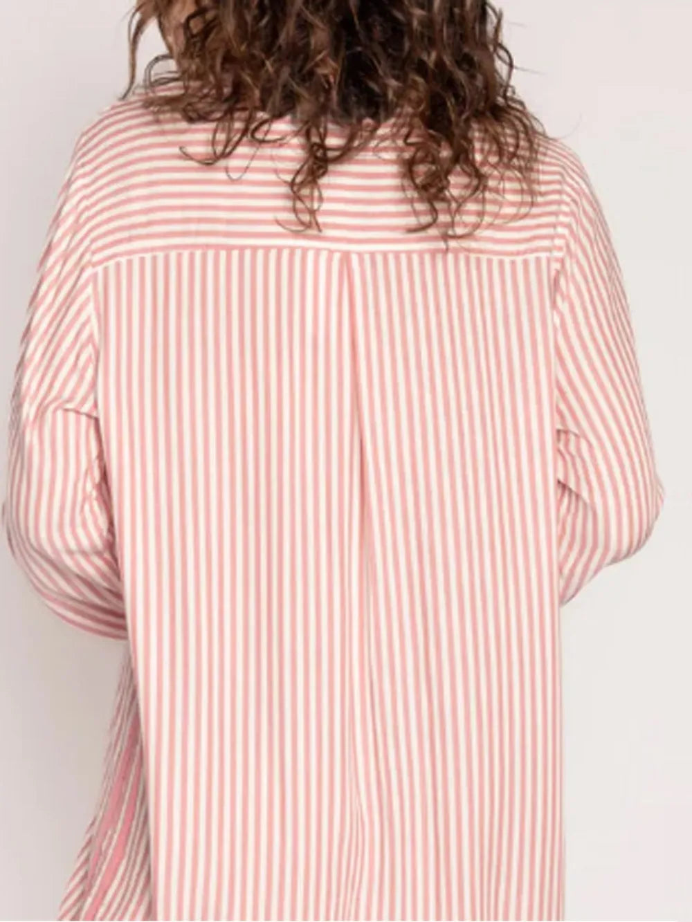 Hazel Blues® |  Striped Collared Neck Long Sleeve Top and Shorts Lounge Set