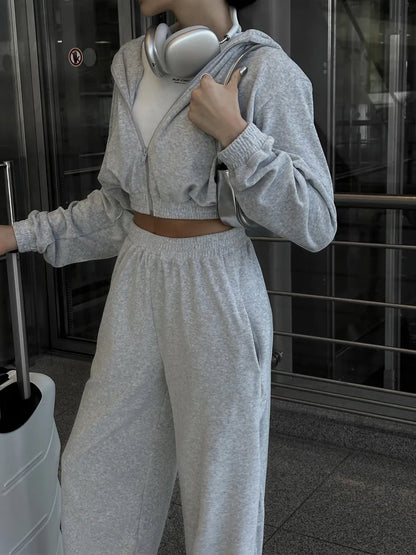 Hazel Blues® |  Zip Up Hoodie and Pocketed Pants Set