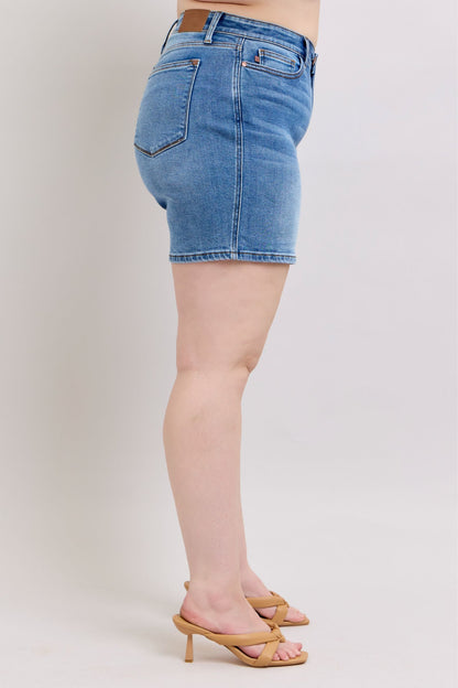 Hazel Blues® | Judy Blue 2 Button Denim Shorts with Pockets