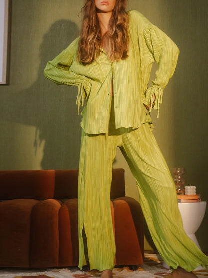 Hazel Blues® |  Button Up Long Sleeve Top and Pants Set