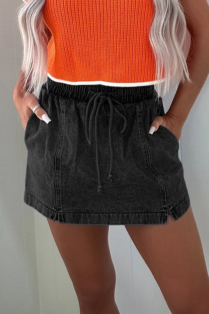 Hazel Blues® |  Drawstring High Waist Denim Shorts
