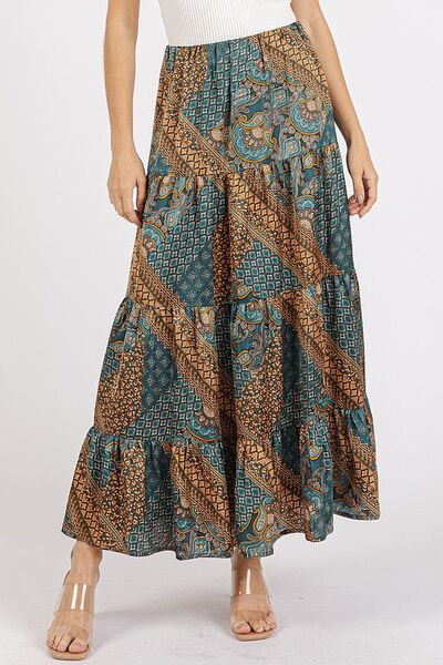 Hazel Blues® |  Mittoshop Paisley Patchwork Print Satin Maxi Skirt