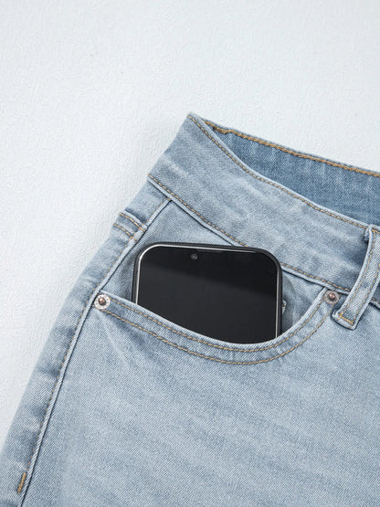 Hazel Blues® |  Mid Rise Ankle-Length Distressed Skinny Jeans