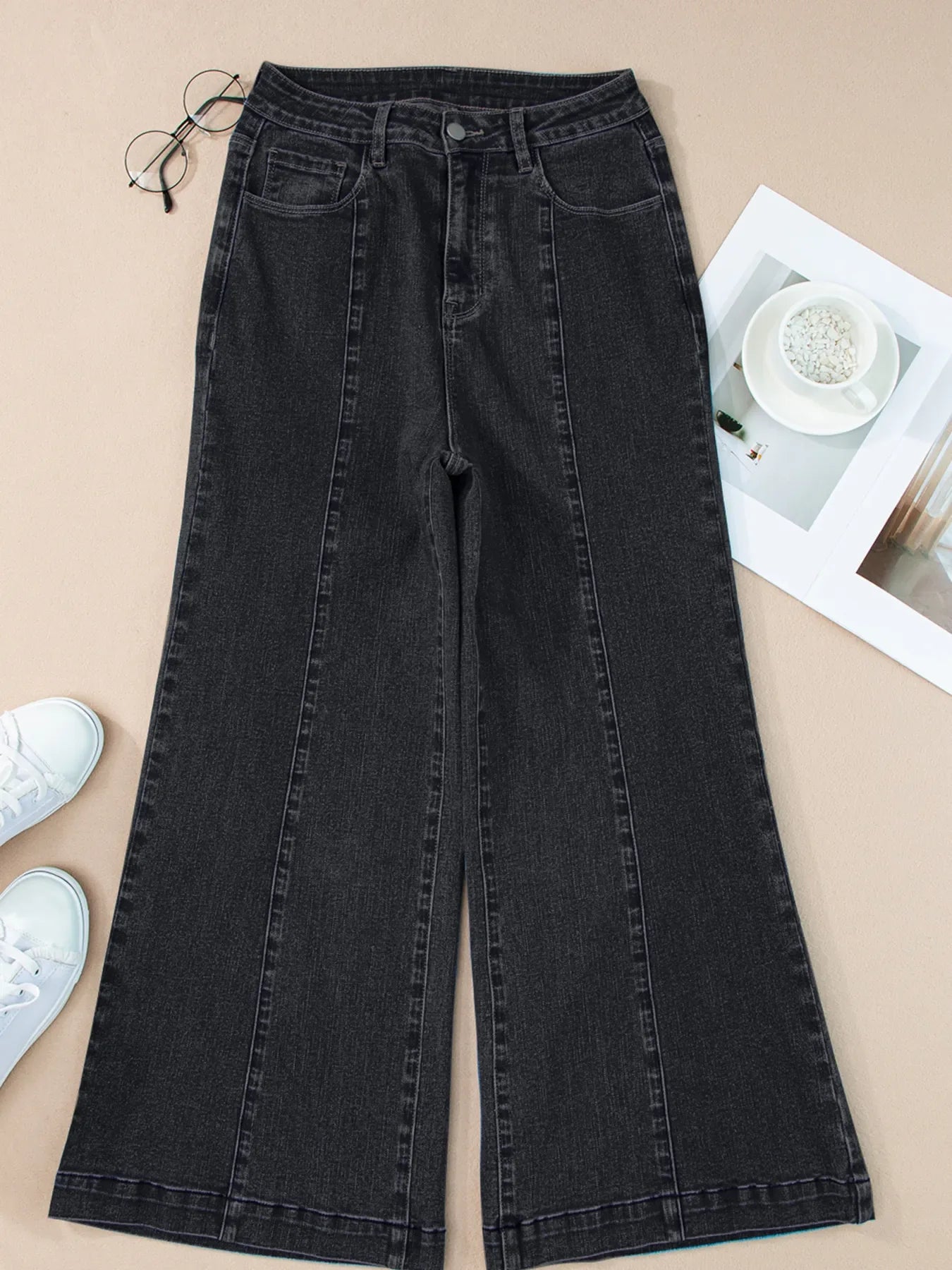 Hazel Blues® |  Seam Detail Flared Bottom Ankle Length Jeans