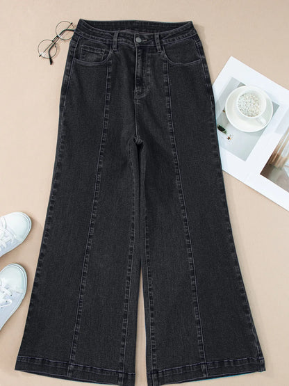 Hazel Blues® |  Seam Detail Flared Bottom Ankle Length Jeans