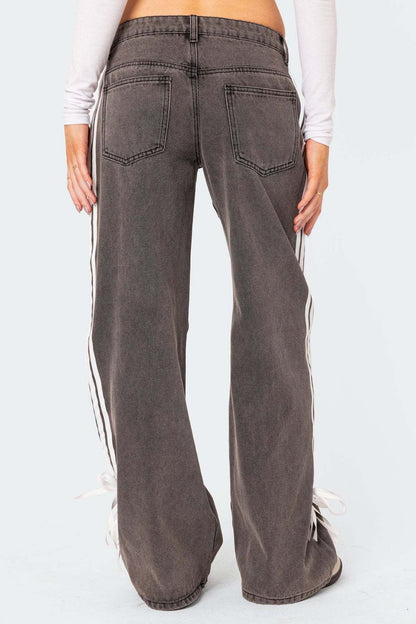 Hazel Blues® |  Side Striped Loose Fit Jeans