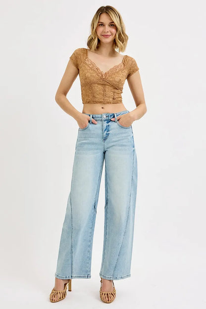 Hazel Blues® | RISEN Mid Rise Fit Barrel Jeans