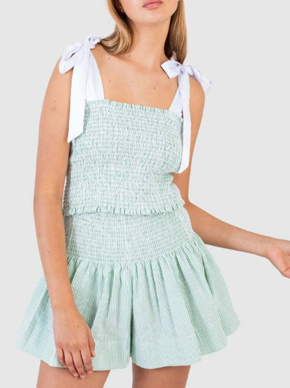 Hazel Blues® |  Smocked Tie Shoulder Cami and Shorts Set