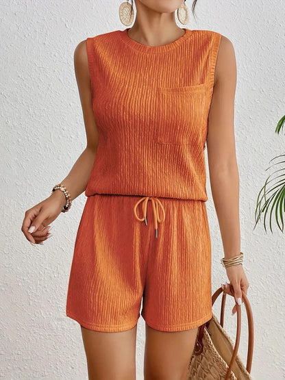 Hazel Blues® |  Round Neck Tank Top and Shorts Set