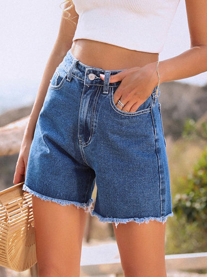 Hazel Blues® |  Raw Hem High Waist Denim Shorts
