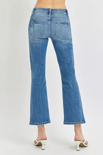 Hazel Blues® | RISEN Low Rise Crop Flare Jeans