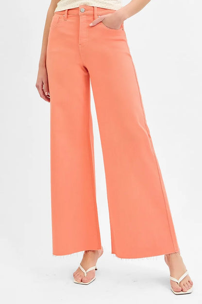 Hazel Blues® | RISEN Tummy Control High Rise Wide Leg Palazzo Jeans