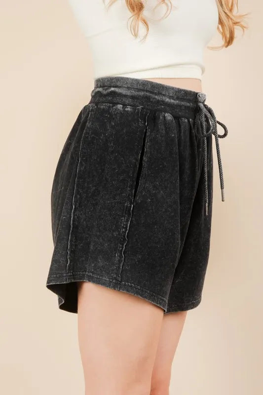 Hazel Blues® |  VERY J Mineral Washed Comfy Baggy Shorts