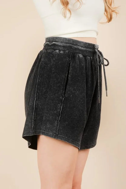 Hazel Blues® |  VERY J Mineral Washed Comfy Baggy Shorts