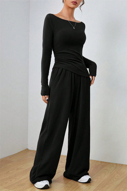Hazel Blues® |  Boat Neck Long Sleeve Top and Pants Set