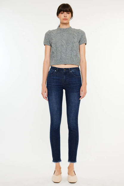 Hazel Blues® |  Kancan High-Rise Slim Fit Raw Hem Ankle Jeans