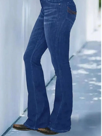 Hazel Blues® | Wash Flare Jeans with Pockets