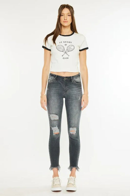 Hazel Blues® |  Kancan High Rise Distressed Ankle Skinny Jeans