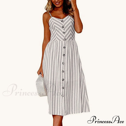 Polka Dot Striped Backless Midi Dress