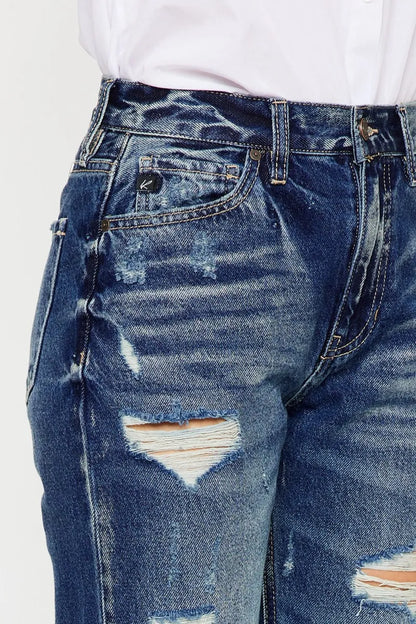 Hazel Blues® |  Kancan High Rise Distressed Mom Fit Jeans