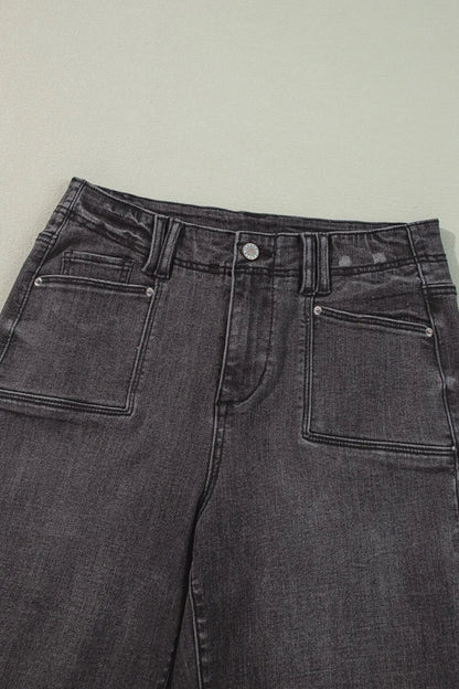 Hazel Blues® |  High-Waisted Wide-Leg Vintage Wash Jeans