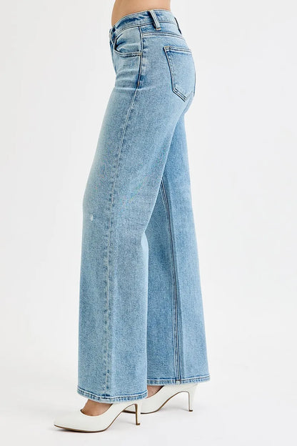 Hazel Blues® | RISEN Low Rise Ankle Boyfriend Distressed Jeans
