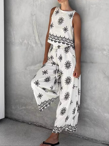 Hazel Blues® |  Printed Tank and Wide Leg Pants Set
