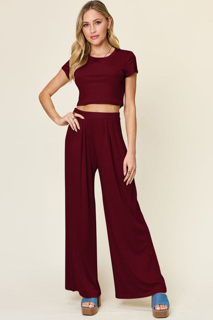 Hazel Blues® |  Double Take Round Neck Top and Pants Set